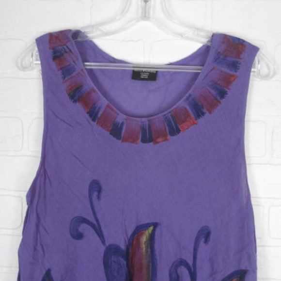 Shiva Fashions Purple Butterfly Tunic Length Tank Top Size Med/Large - Picture 3 of 8